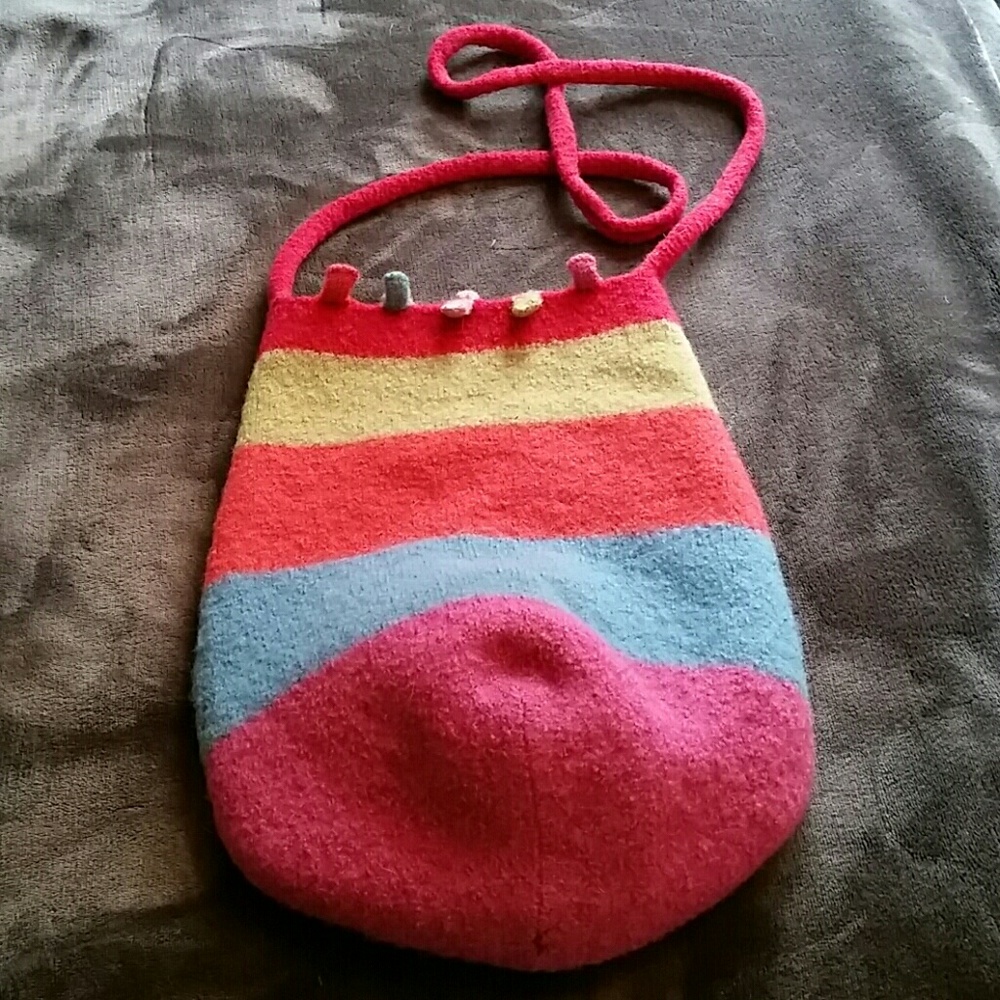 Beautiful rainbow wool hobo bag